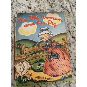 The Old Woman and Her Pig Vintage Book Rand McNally VTG 1944